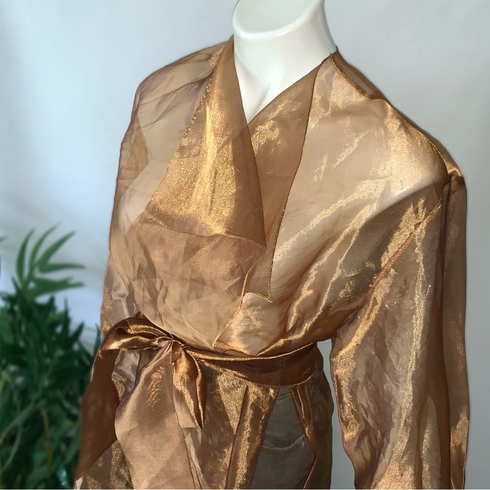 Vintage Metallic Bronze Wrap Blouse - Picture 12 of 16